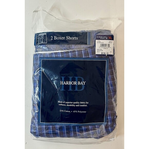 Harbor Bay 6XL Men’s Boxer Shorts 2-Pack Blue Plaid New In Package, But Unsealed - Picture 1 of 2